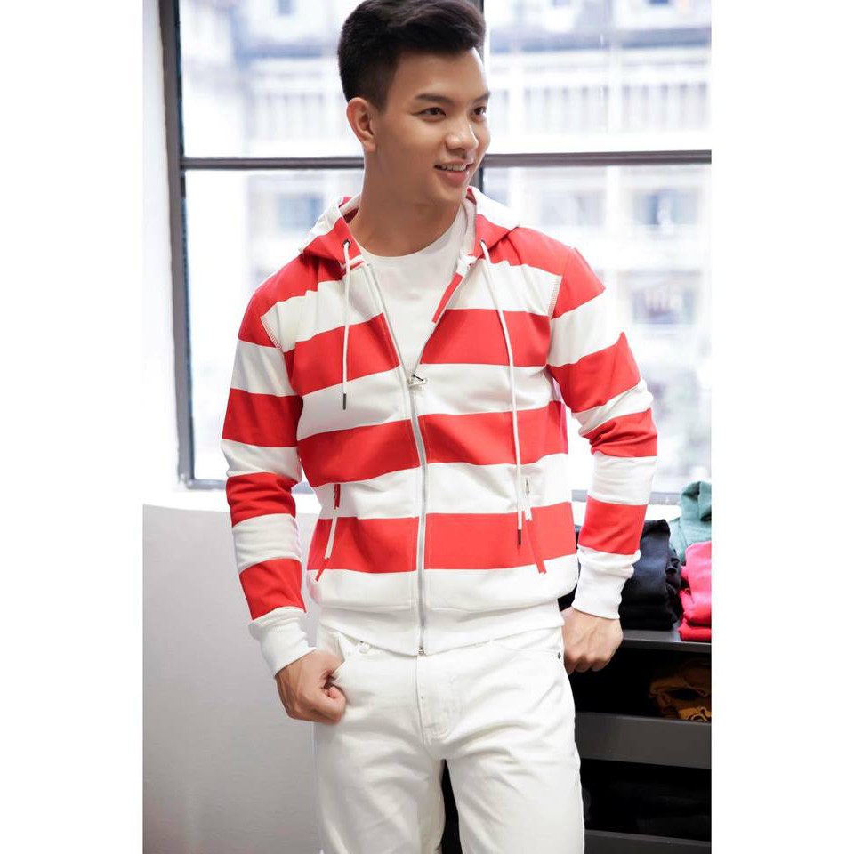 Áo khoác sọc nỉ có nón