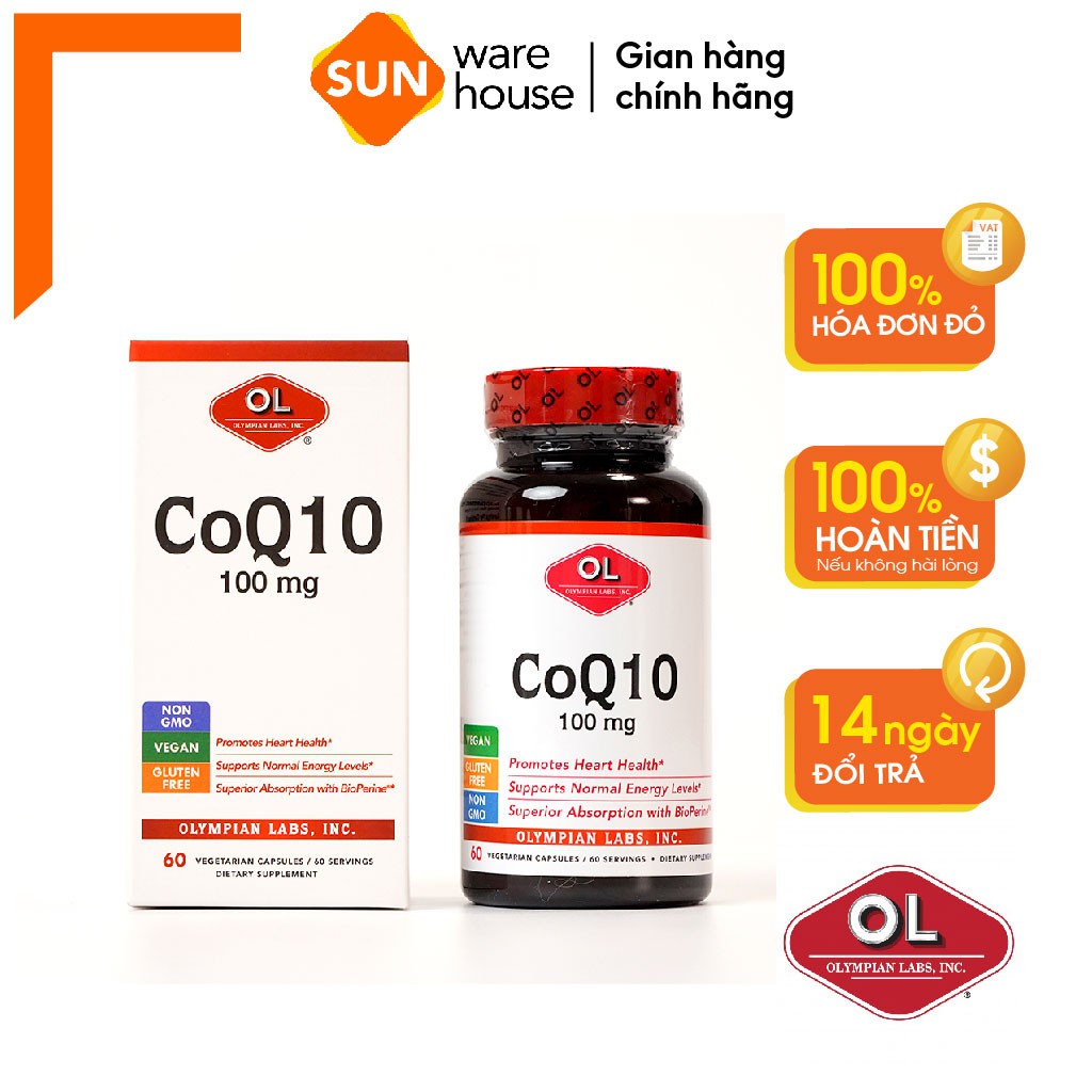 Viên Uống Hỗ Trợ Tim Mạch OLYMPIAN LABS CoQ10 100mg cải Thiện Sức Khoẻ 60 Viên