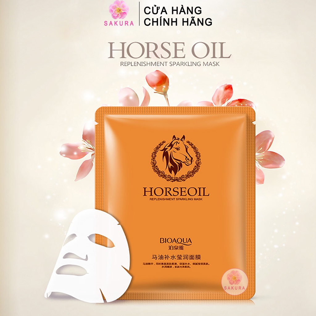 Mặt nạ cho da dầu mụn BIOAQUA HORSE OIL trắng da thải độc ngăn ngừa dầu mụn nội địa trung SAKURA 30g