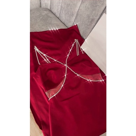 Ms1263y ĐẦM CÚP NGỰC DÂY ĐÁ PHA LÊ TÔN DÁNG full S/M/L/XL