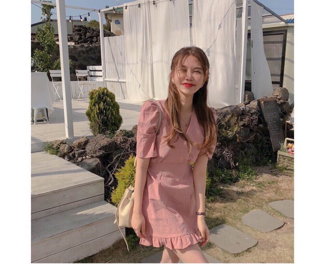 ⭐️Đầm Cổ V Phối Bèo Thắt Nơ | BigBuy360 - bigbuy360.vn