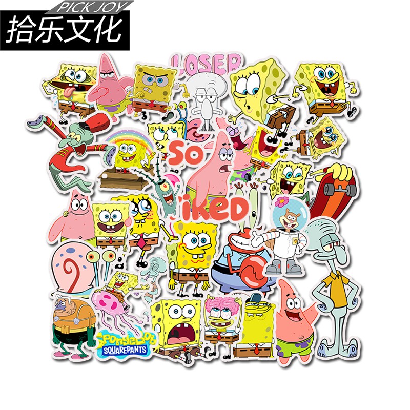 Set 50 miếng dán hình vuông họa tiết SpongeBob