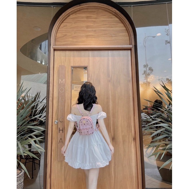 Balo Hồng mini MCk . Thiết kế Balo MCK cao cấp .