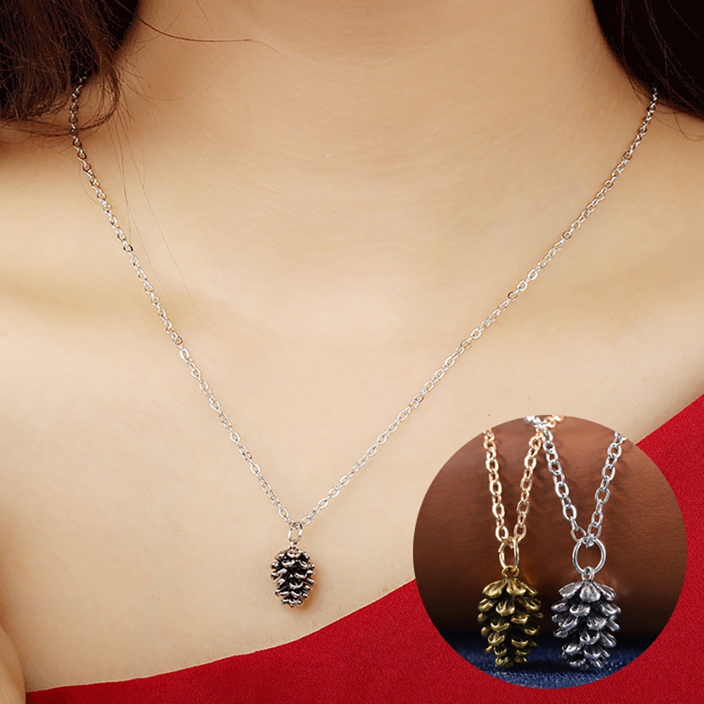Vòng cổ Hợp Kim Mặt Hình Quả Thông Dễ Thương Cho Nữ