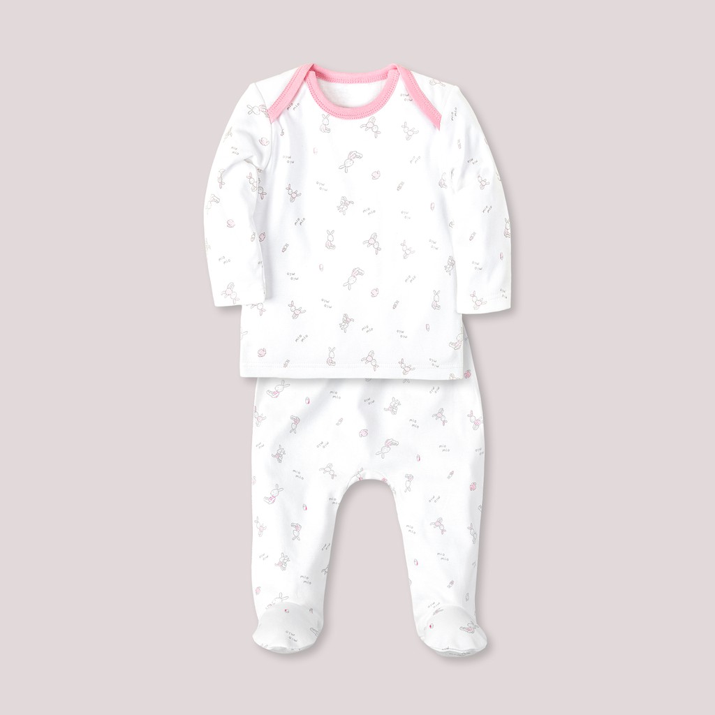 Bộ Sơ Sinh Cổ Chồm  MIOMIO, Họa Tiết: Thỏ, Sọc, Mèo. Dành Cho Bé Gái Bé Trai , Interlock Cotton