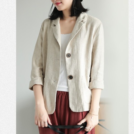 Áo vest Blazer Linen nữ 1 lớp, chất vải linen mềm mại, thời trang thu đông. | BigBuy360 - bigbuy360.vn