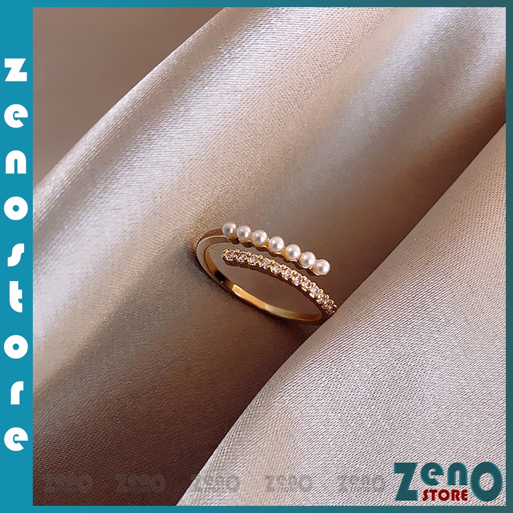 Nhẫn ZenO mạ vàng đính ngọc N05 có thể điều chỉnh độ rộng