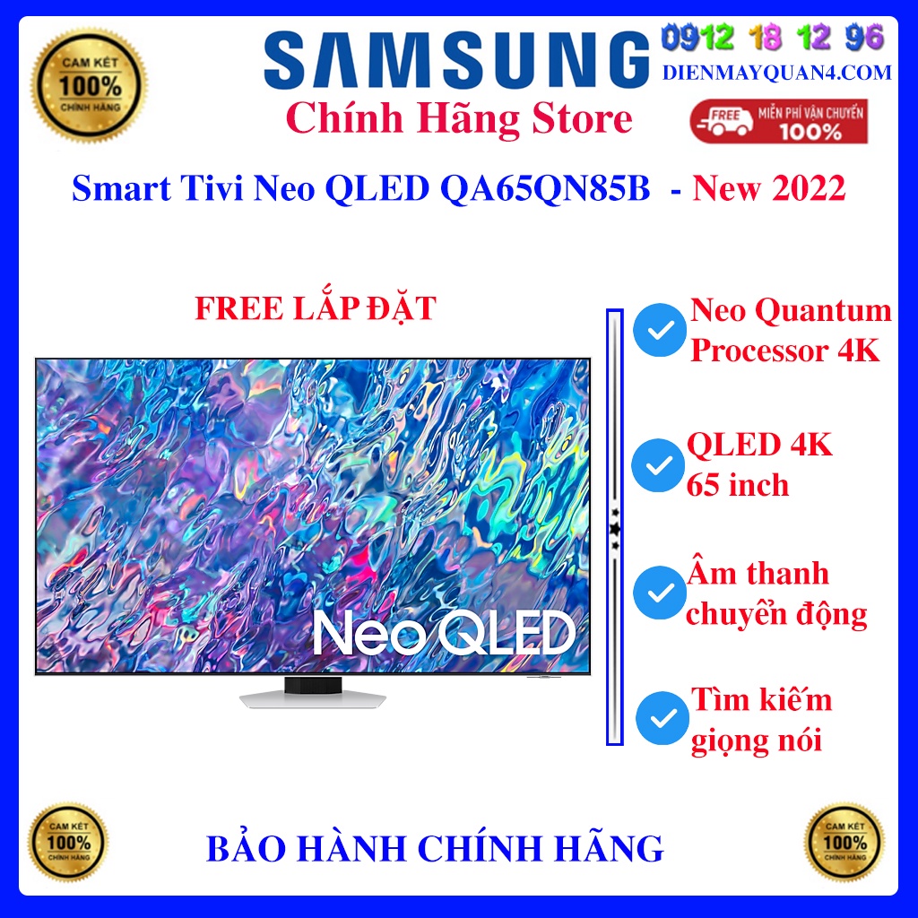 [Mã ELHAMS5 giảm 6% đơn 300K] [Samsung 65QN85B] Smart Tivi Neo QLED 4K 65 inch Samsung QA65QN85B, New 2022
