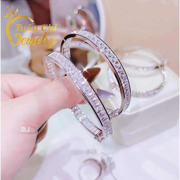 Lắc Tay Nữ Bản Đính Full Đá Cao Cấp, Bảo Hành Chất Lượng