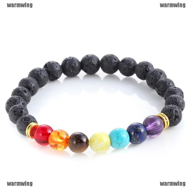 1 Vòng Tay Chuỗi Hạt Đá Núi Lửa Chakra 7 Viên