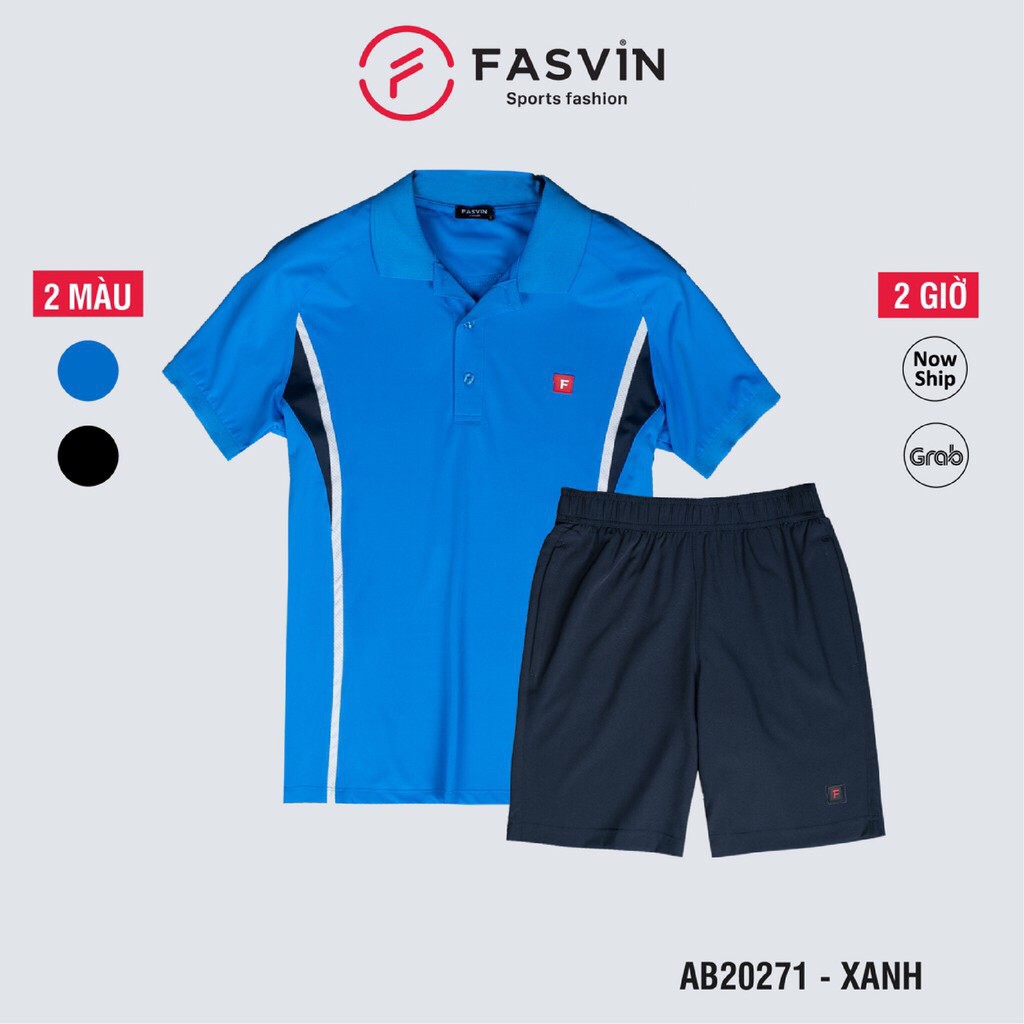 Bộ thun thể thao nam Fasvin AB20271.HN cổ bẻ vải thể thao mềm nhẹ co giãn thoải mái khi vận động | BigBuy360 - bigbuy360.vn