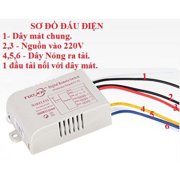 Công tắc điều khiển từ xa bật tắt thiết bị điện 3 cổng Tuoxin