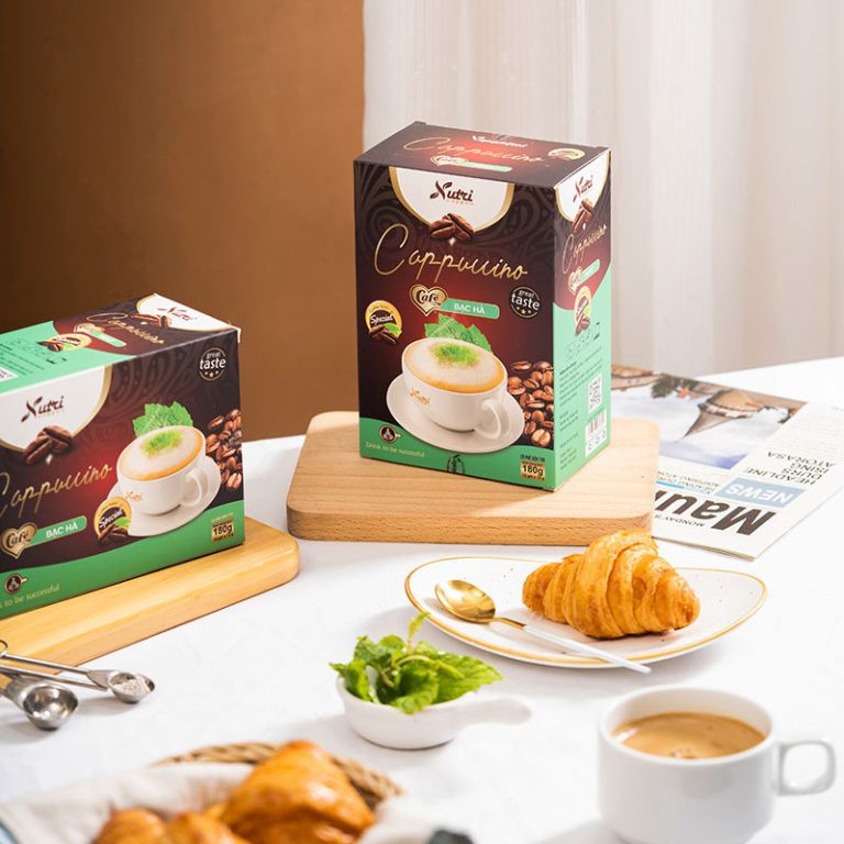 [Mã BMBAU50 giảm 50K đơn 150K] Cà phê hòa tan Capuchino bạc hà Vinanutrifood, Hộp 15g x 12 gói