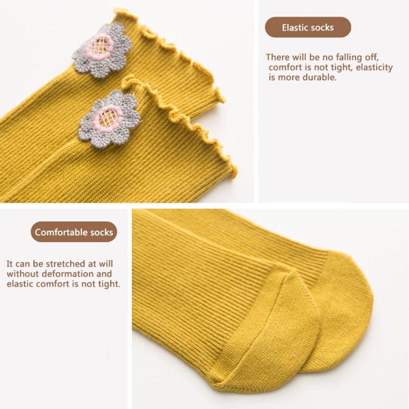 Vớ Cotton Dài Cắt Họa Tiết Hoa Dễ Thương Dành Cho Bé Gái 0-12 Tháng Tuổi
