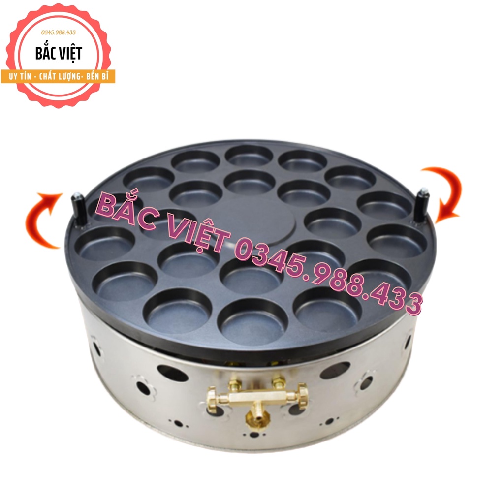 Máy làm bánh đậu đỏ Đài Loan dùng gas loại 18-22-26-32 lỗ - Bảo hành 12 tháng