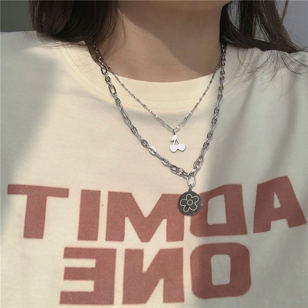 Vòng Cổ Choker Hai Lớp Mặt Hình Quả Cherry Nhiều Màu Thời Trang Cổ Điển Cho Nữ