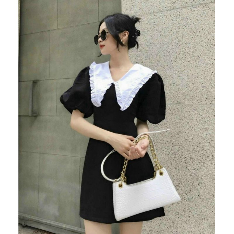 HÀNG SẴN HÀNG SẴN ĐẦM ĐEN CỔ BÈO TRẮNG🎀VIDEO THẬT SHOP QUAY SIÊU HOT SIÊU HOT | BigBuy360 - bigbuy360.vn