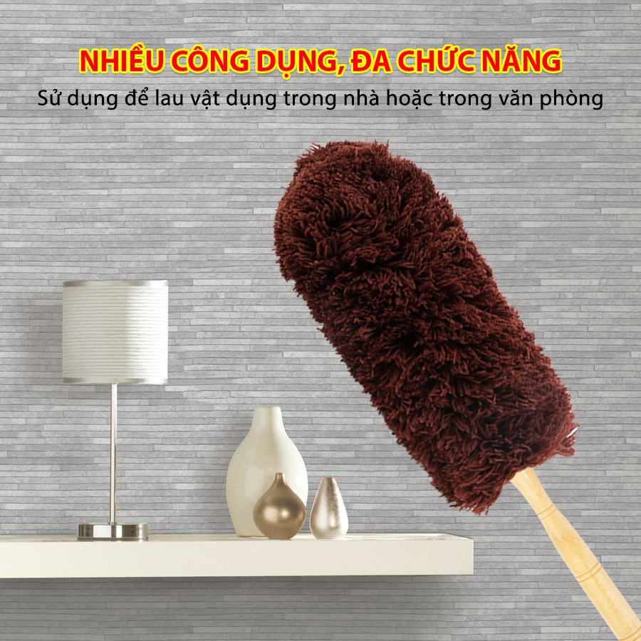 [Mã BMBAU50 giảm 10% đơn 99k] Chổi Quét Bụi Cán Gỗ Dài Màu Đỏ CIND Nhập Khẩu Chính Hãng