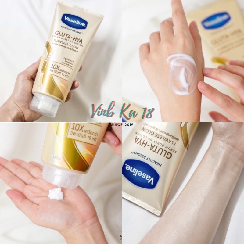 Sữa dưỡng thể trắng da Vaseline Healthy Bright Gluta HYA Serum Burst Lotion 10X Thái Lan 330ml | BigBuy360 - bigbuy360.vn