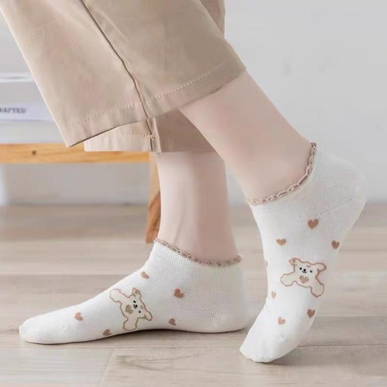 Tất kem tim cổ ngắn nữ Softie, vớ nữ cổ bèo chất vải cotton co giãn bốn chiều thoáng khí tt10