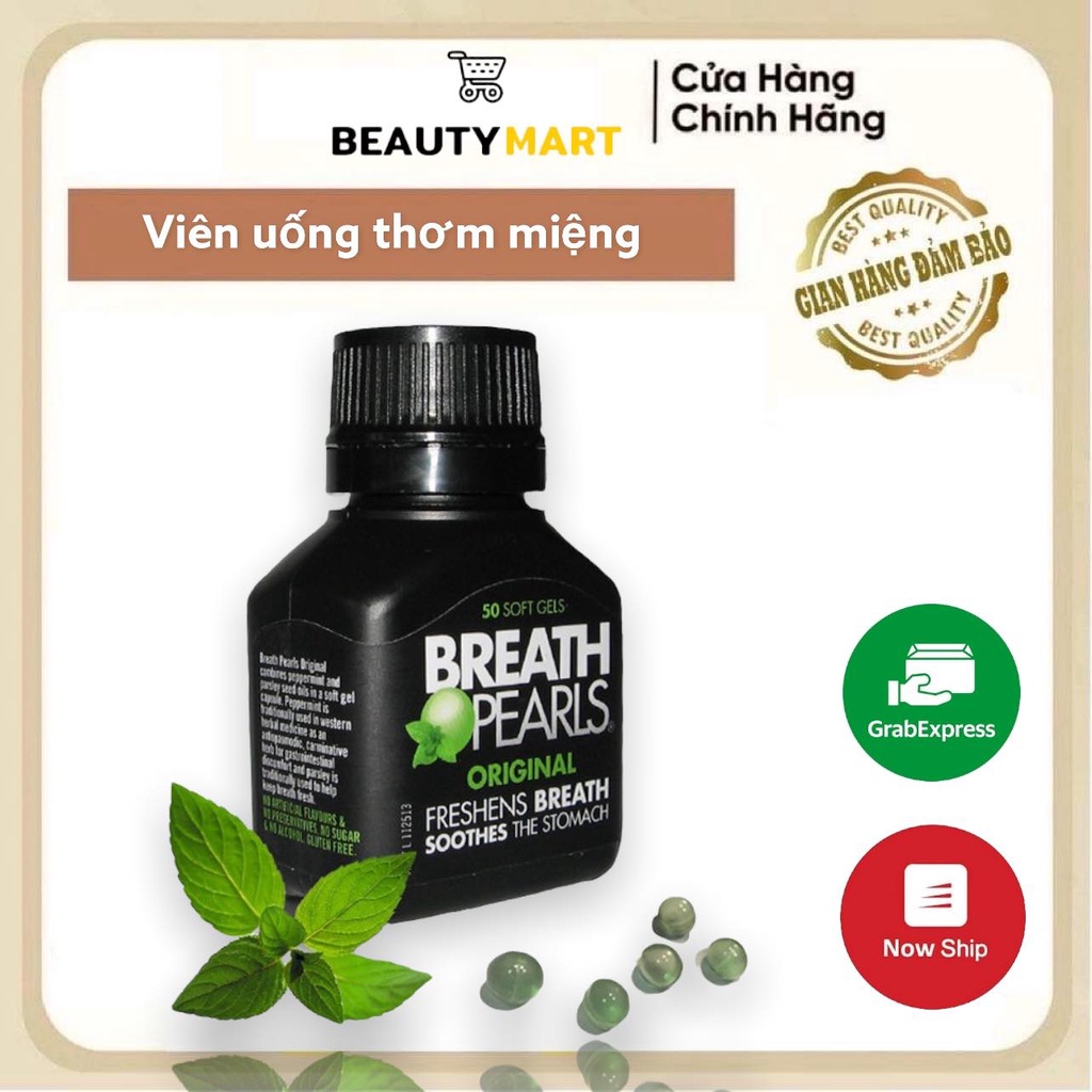 Viên thơm miệng Breath Pearls, giảm mùi miệng cho người lớn, phụ nữ và bé trên 6 tuổi xuất xứ australia - Chính hãng