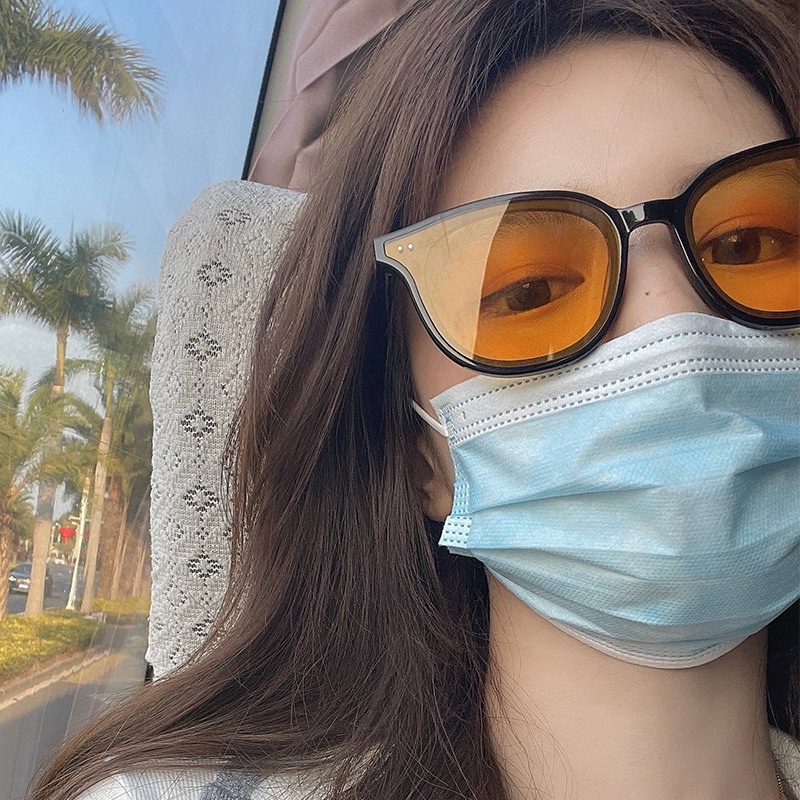 Kính Mát Gọng Tròn Nhỏ Màu Nâu/Đen Thời Trang Mùa Hè Cho Nữ