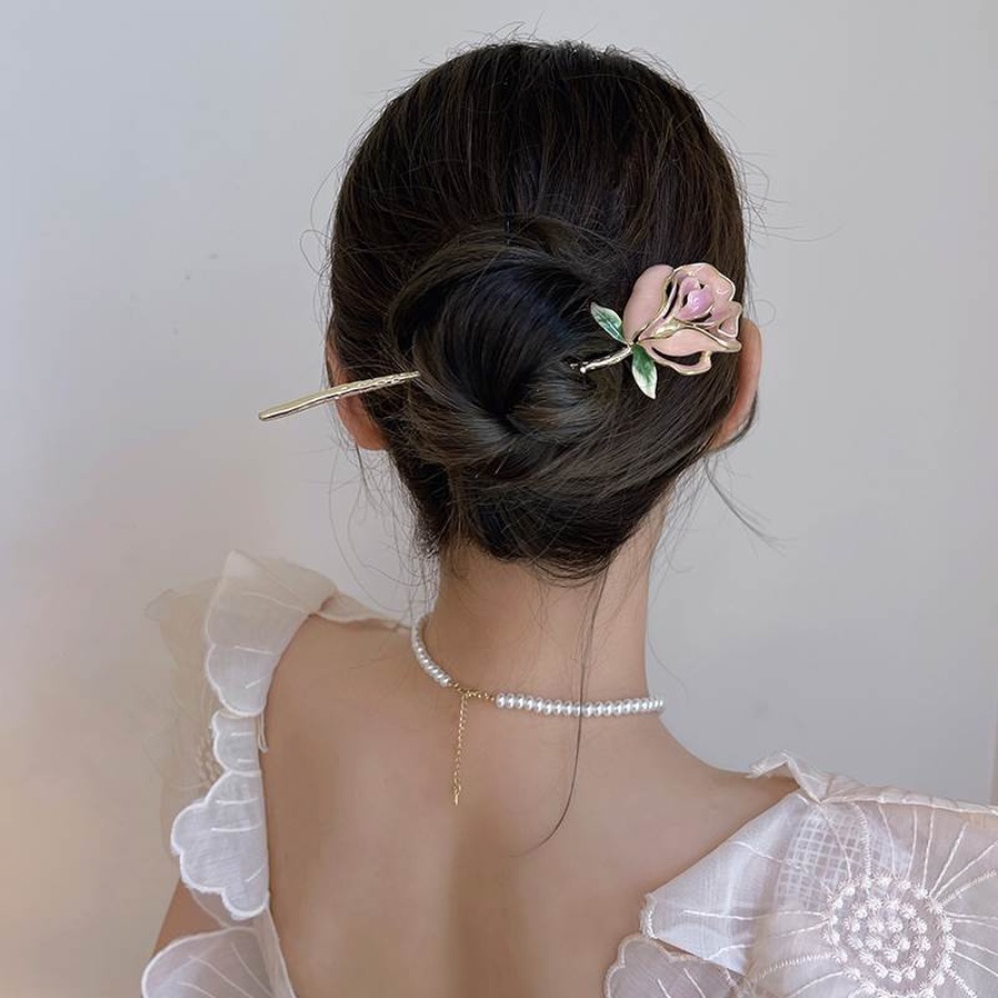 Trâm Cài Tóc Hình Hoa Bằng Kim Loại Đính Ngọc Trai Thanh Lịch Cho Nữ
