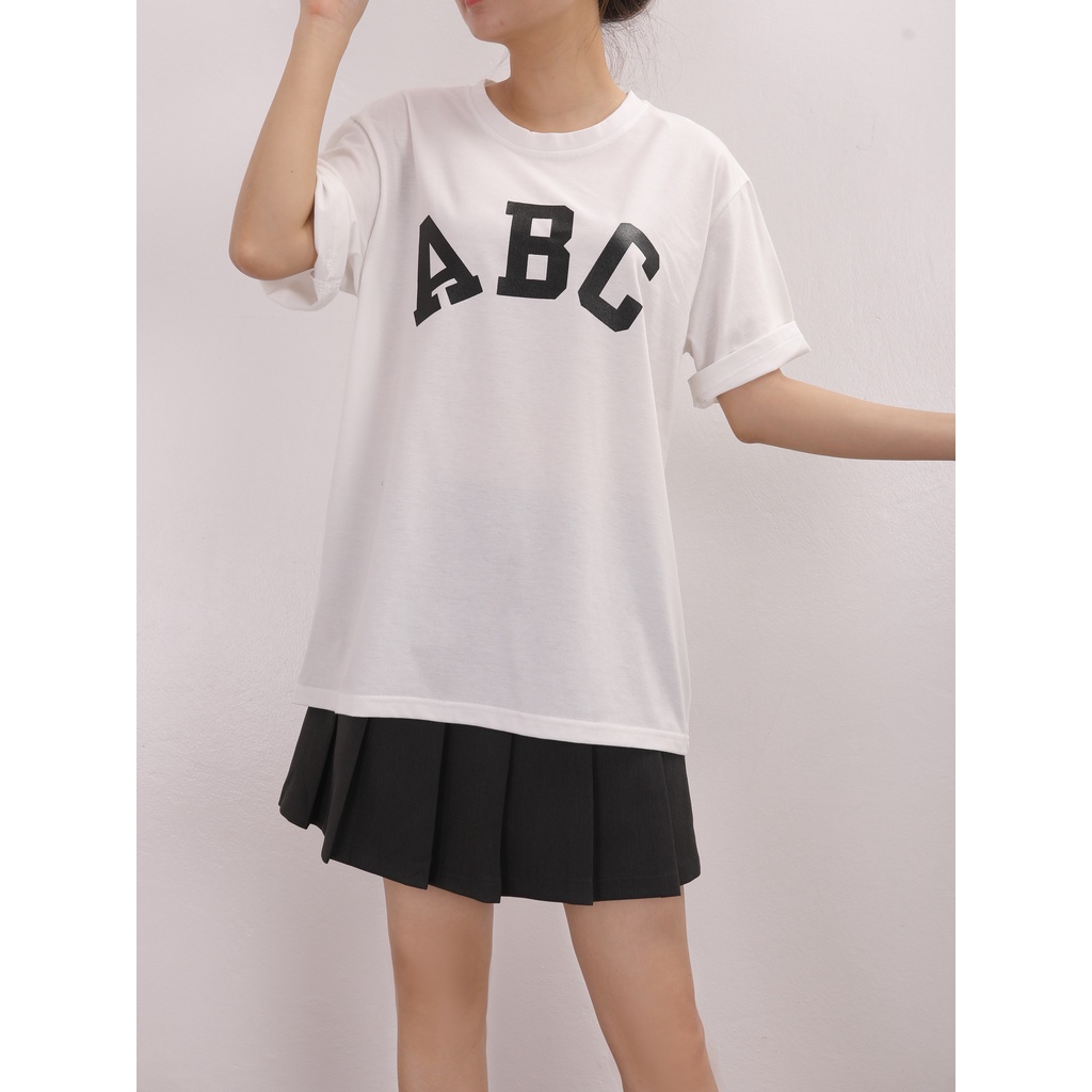 Áo phông in chữ ABC ngắn tay cổ tròn , chất liệu cotton co giãn thiết  kế TK FASHION - ATK198.ABC