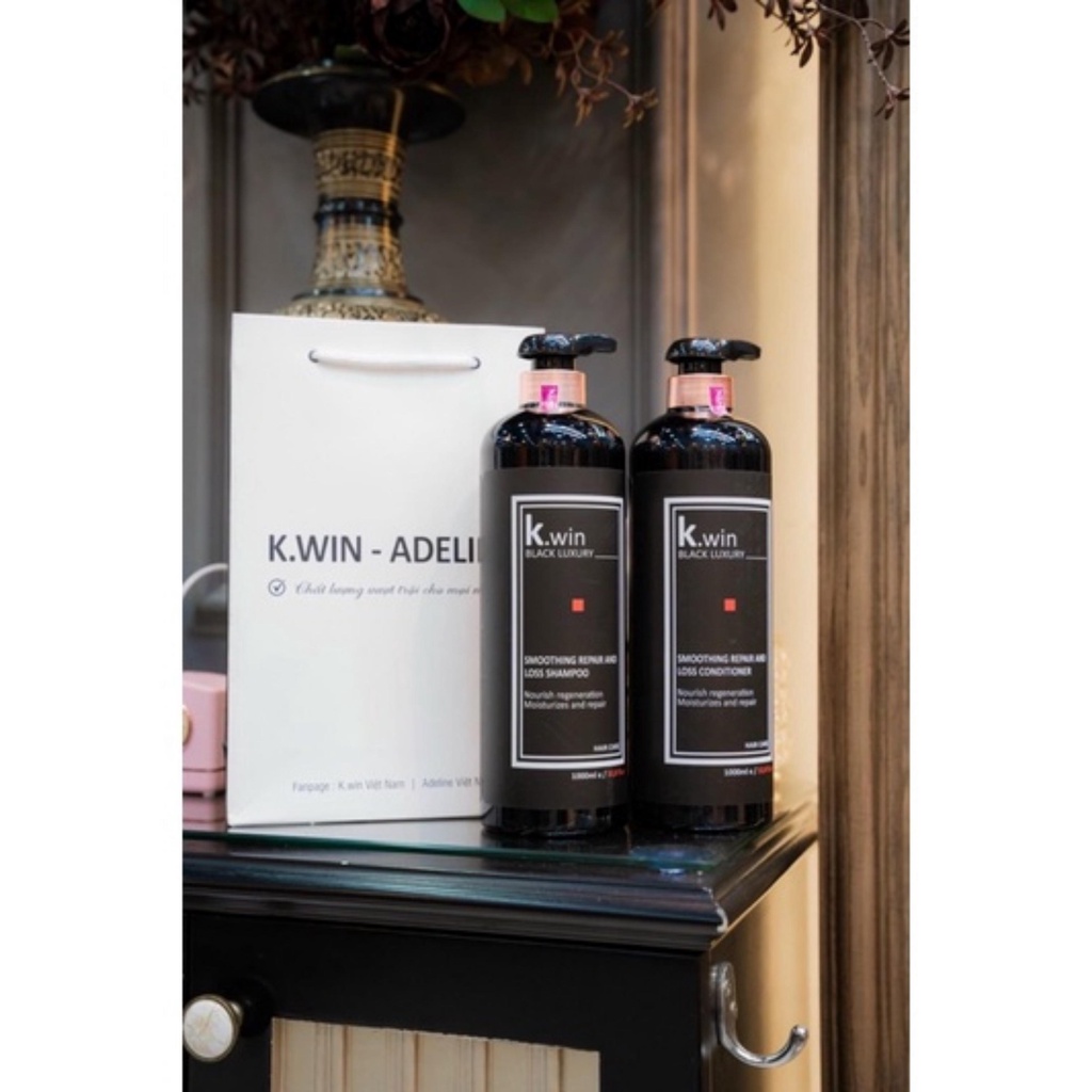 Dầu gội cặp Kwin dầu gội xả cặp hương nước hoa siêu mềm mượt Luxury Smoothing Repair and Loss 1000ml
