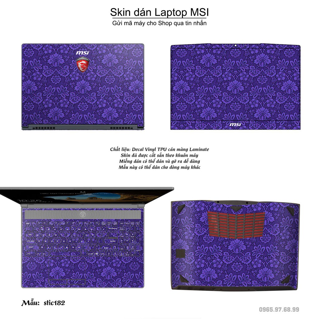 Skin dán Laptop MSI in hình Hoa văn sticker _nhiều mẫu 30 (inbox mã máy cho Shop)