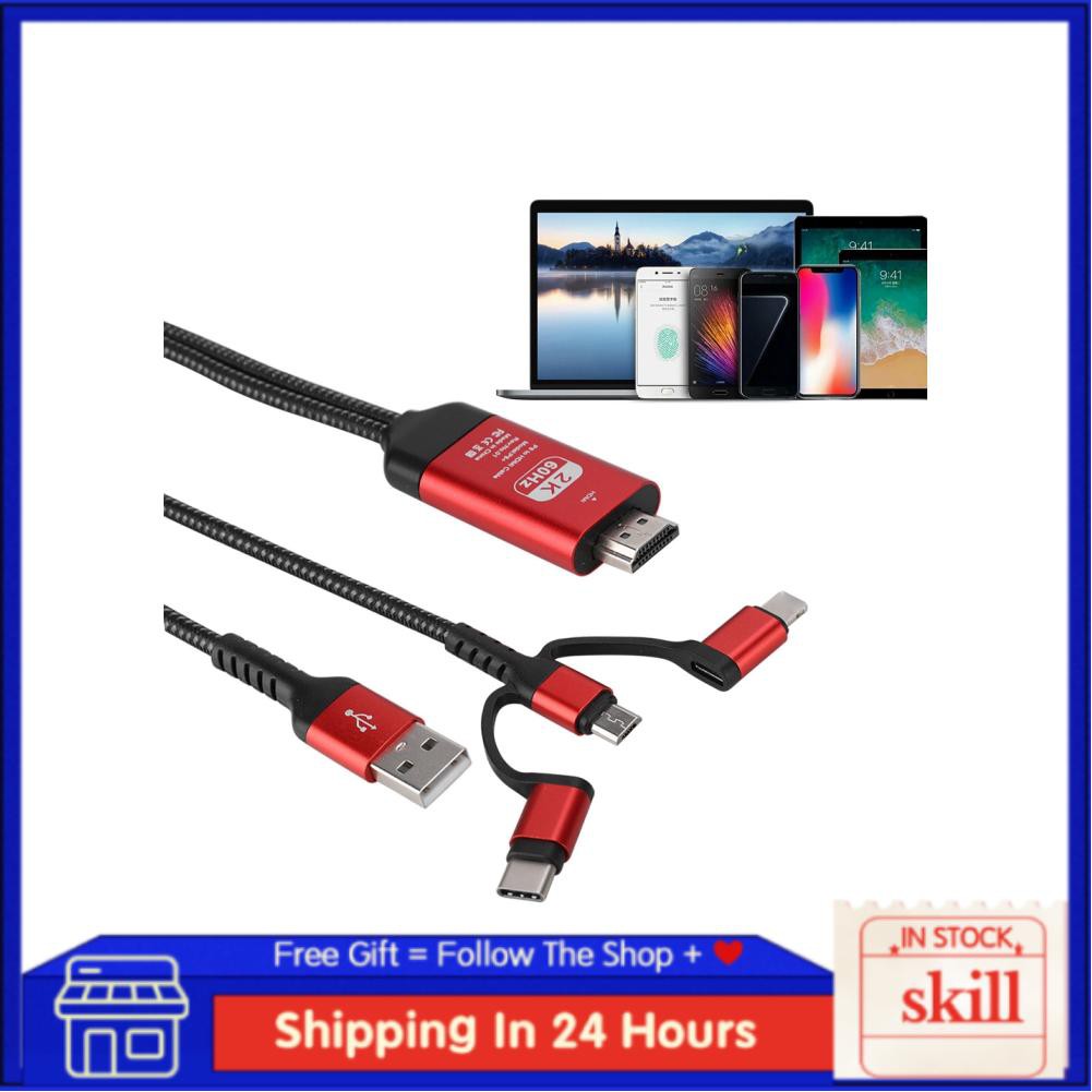 Dây Cáp Chuyển Đổi 3 Trong 1 Từ Iphone Ios / Type-C Sang Hdmi Hd 4k Video Hdtv