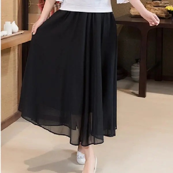 【65-150KG】 Chân Váy Chữ A Eo Cao Dáng Rộng Vải Voan C9221