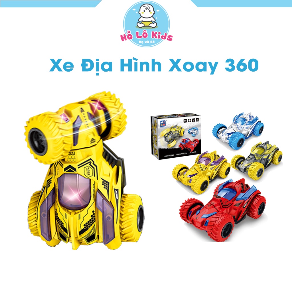 Ô tô đồ chơi xe địa hình đầu xoay 360 độ, xe ô tô bánh đà cao cấp cho bé Hồ Lô Kids