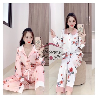 Bộ mặc nhà pijama lụa satin cao cấp