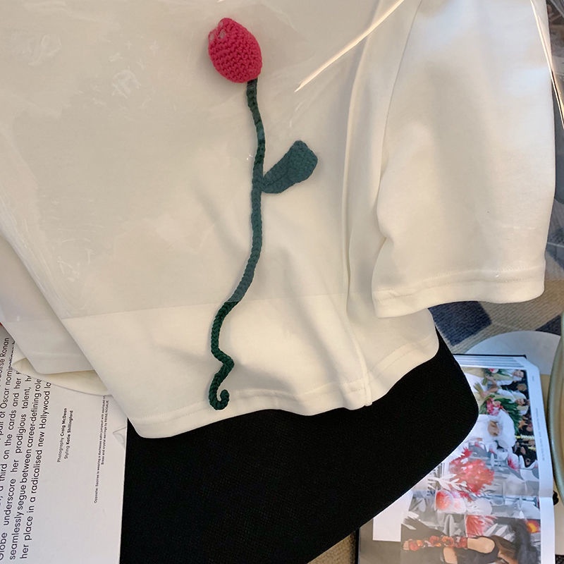 Áo Thun Ngắn Tay In Họa Tiết Hoa Phong Cách Hàn Quốc Dành Cho Nữ