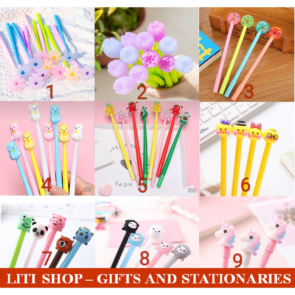 Combo 100 bút gel nước mực đen cute siêu hot Liti Shop