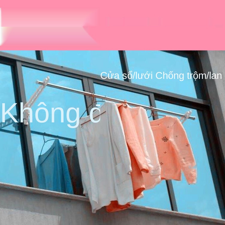 khung treo cửa sổ chống trộm Lan can cửa sổ không có giàn phơi ban công Đường ray quần áo đục lỗ miễn phí treo cửa sổ gi