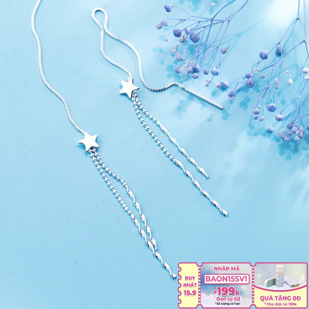 Khuyên Tai Dài Cá tính Bạc 925 Cho Nữ Hình Tua Rua - B2451- Bảo Ngọc jewelry