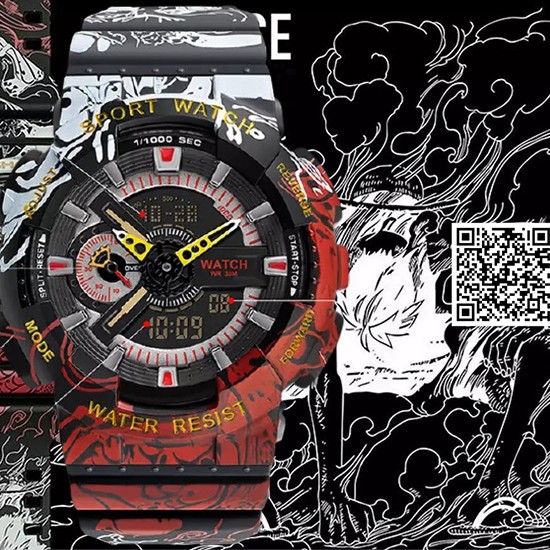 1434 Đồng Hồ Anime đeo tay nam Monkey D. Luffy trạng thái Gear One Piece