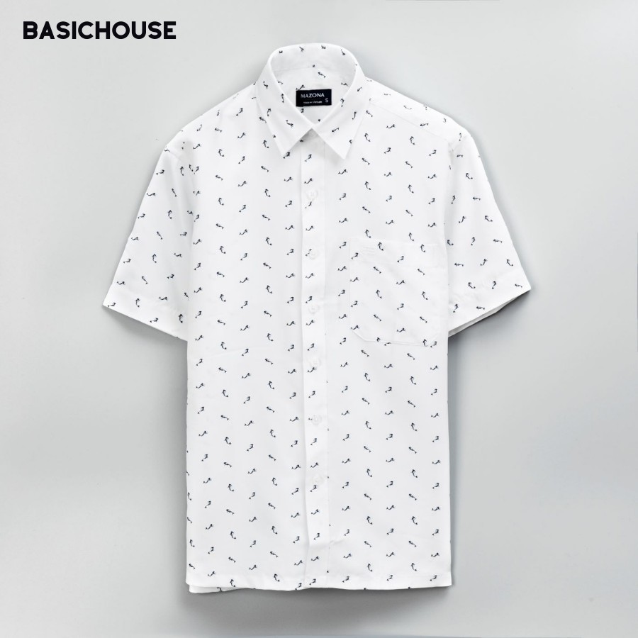 [CHÍNH HÃNG] Áo sơ mi nam ngắn tay 👘 áo sơ mi cao cấp nam hoạ tiết basic | BASICHOUSE | BigBuy360 - bigbuy360.vn