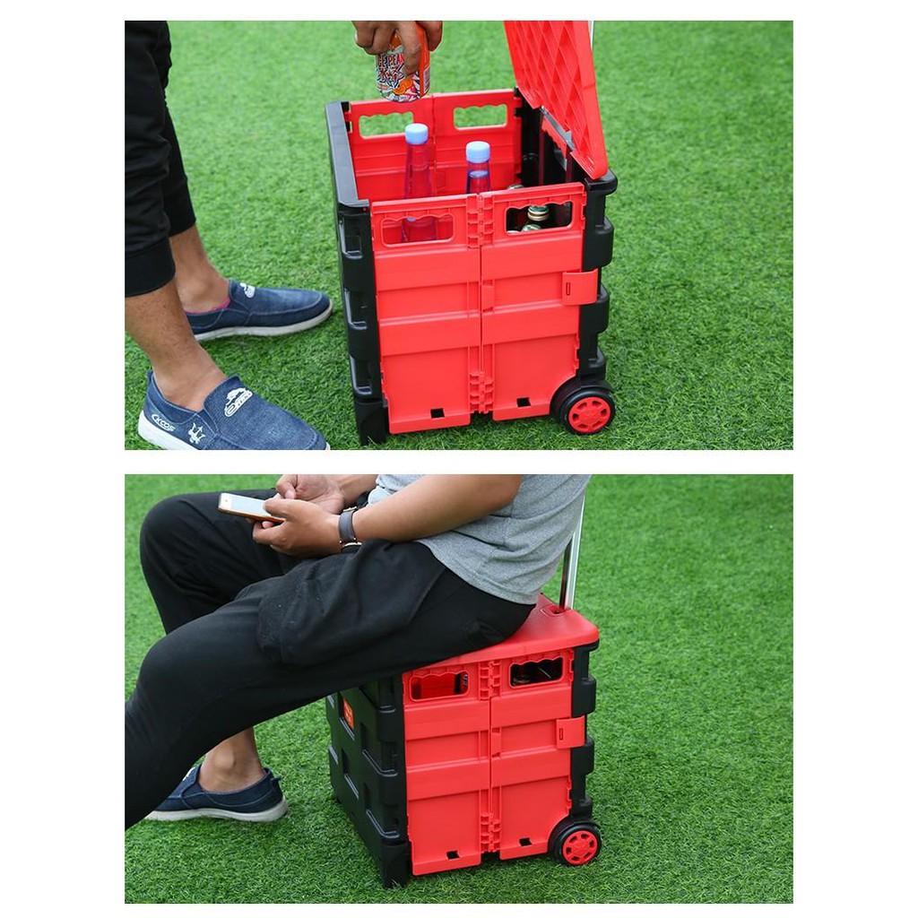 Thùng đựng đồ gấp gọn vali kéo đa năng - Dùng trên ô tô, đi siêu thị, di chuyển đồ nặng - T009 Duy Khôi Shop