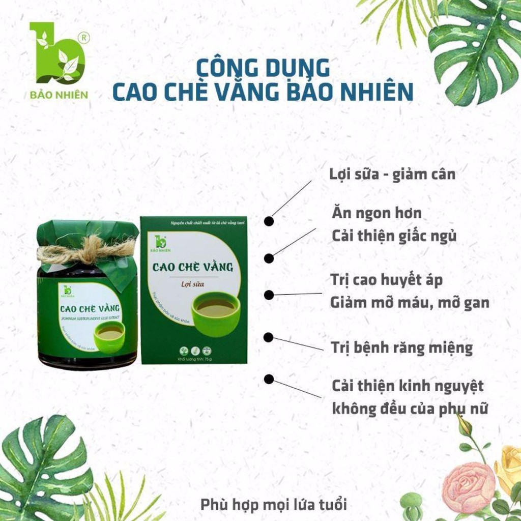 Cao chè vằng Bảo Nhiên lợi sữa - giảm cân dành cho mẹ sau sinh 75g