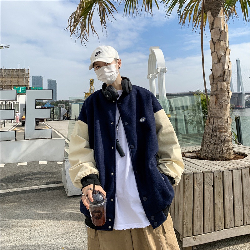 Áo khoác bóng chày dáng rộng thời trang dành năng động cho nam