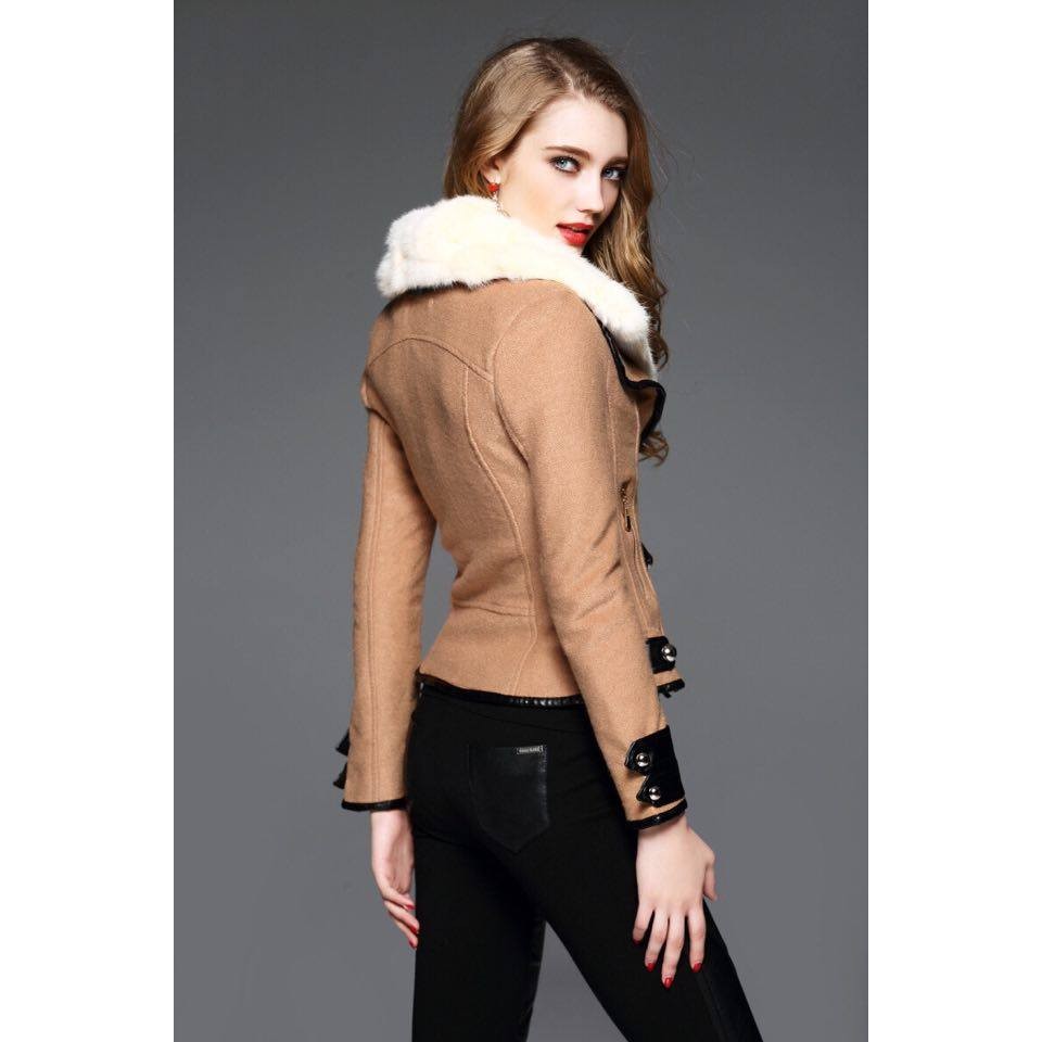 QC666 Áo khoác cổ lông cao cấp Quảng Châu