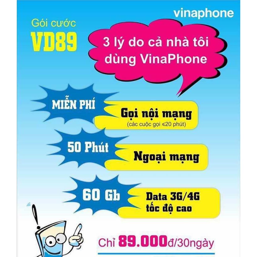 Sim VD89 Vinaphone tặng 1 tháng sử dụng