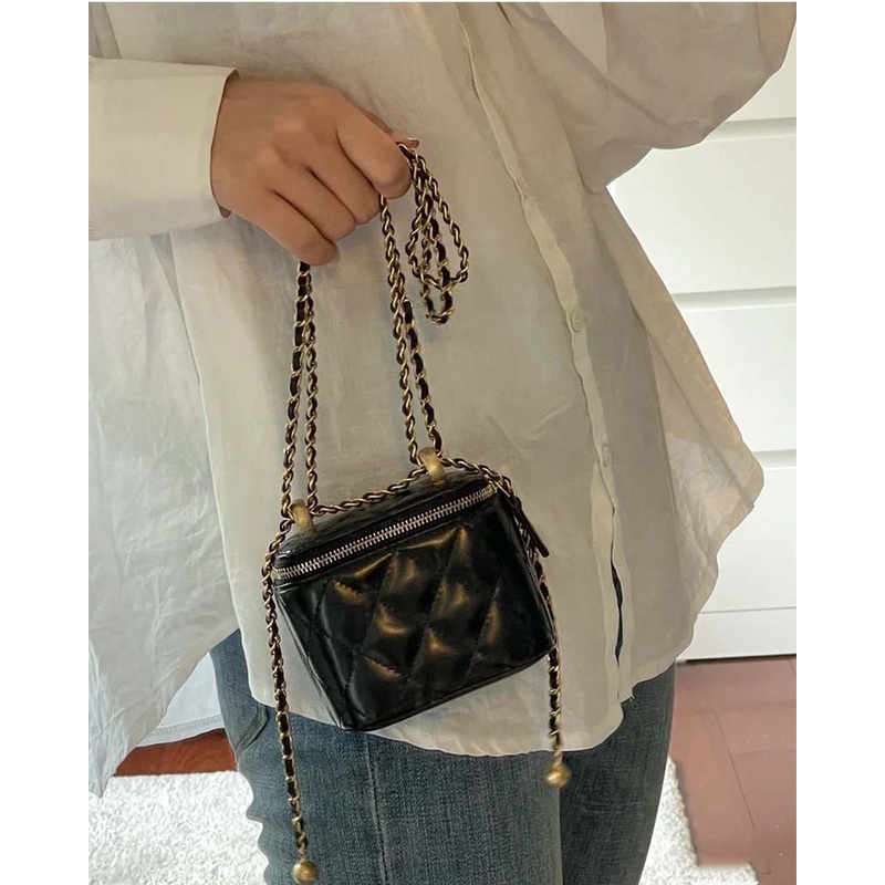 Túi Đeo JASMIN NOIR Chéo Họa Tiết Sọc Caro Phối Dây Xích Thời Trang Cho Nữ