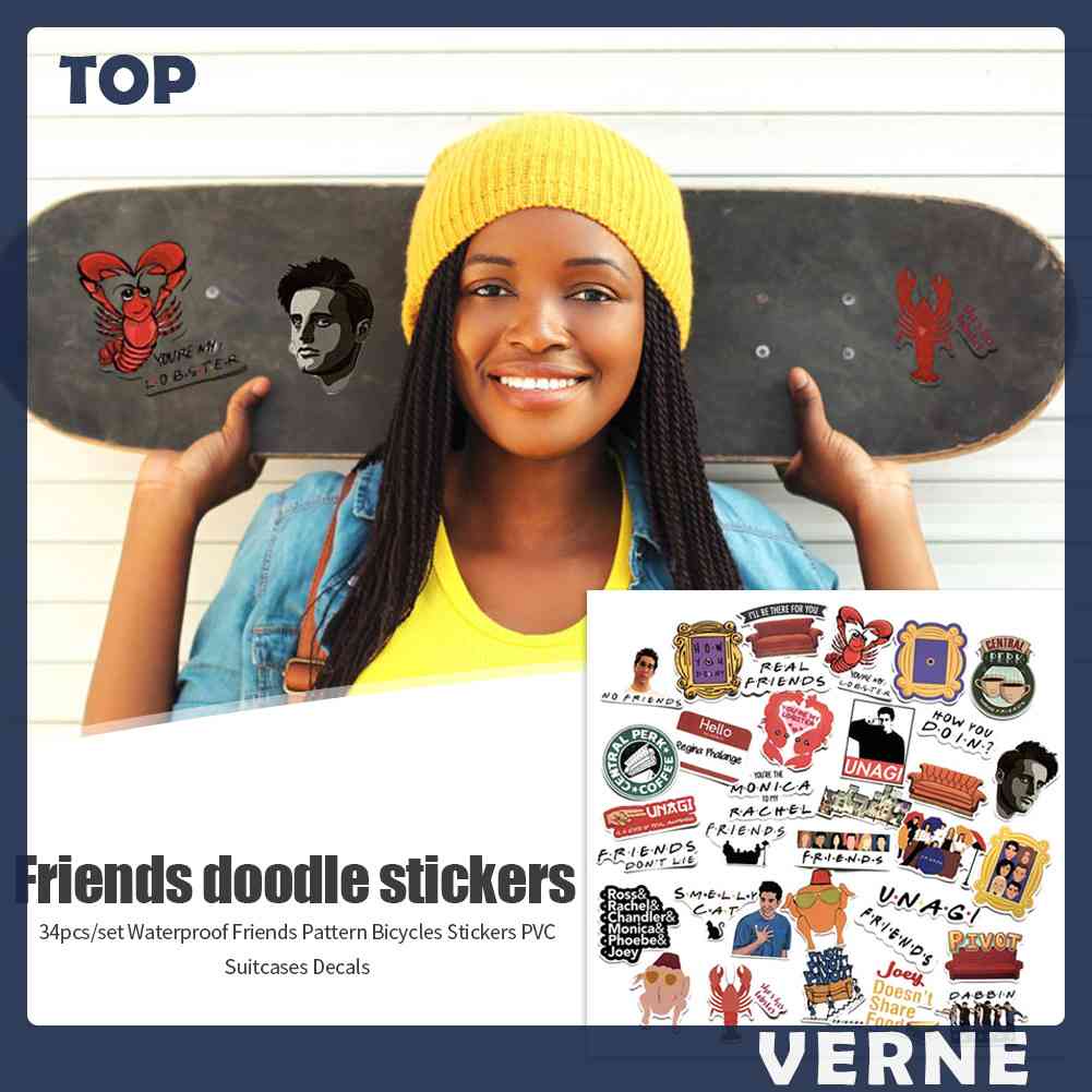 Bộ 34 Hình Dán Chống Thấm Nước VERNE Friends