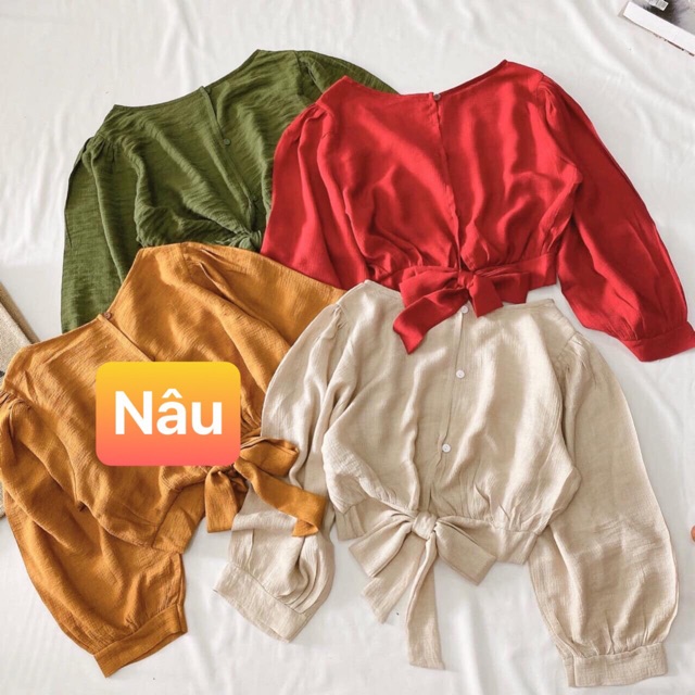 ÁO CROPTOP TAY PHỒNG THẮT NƠ LƯNG☀️