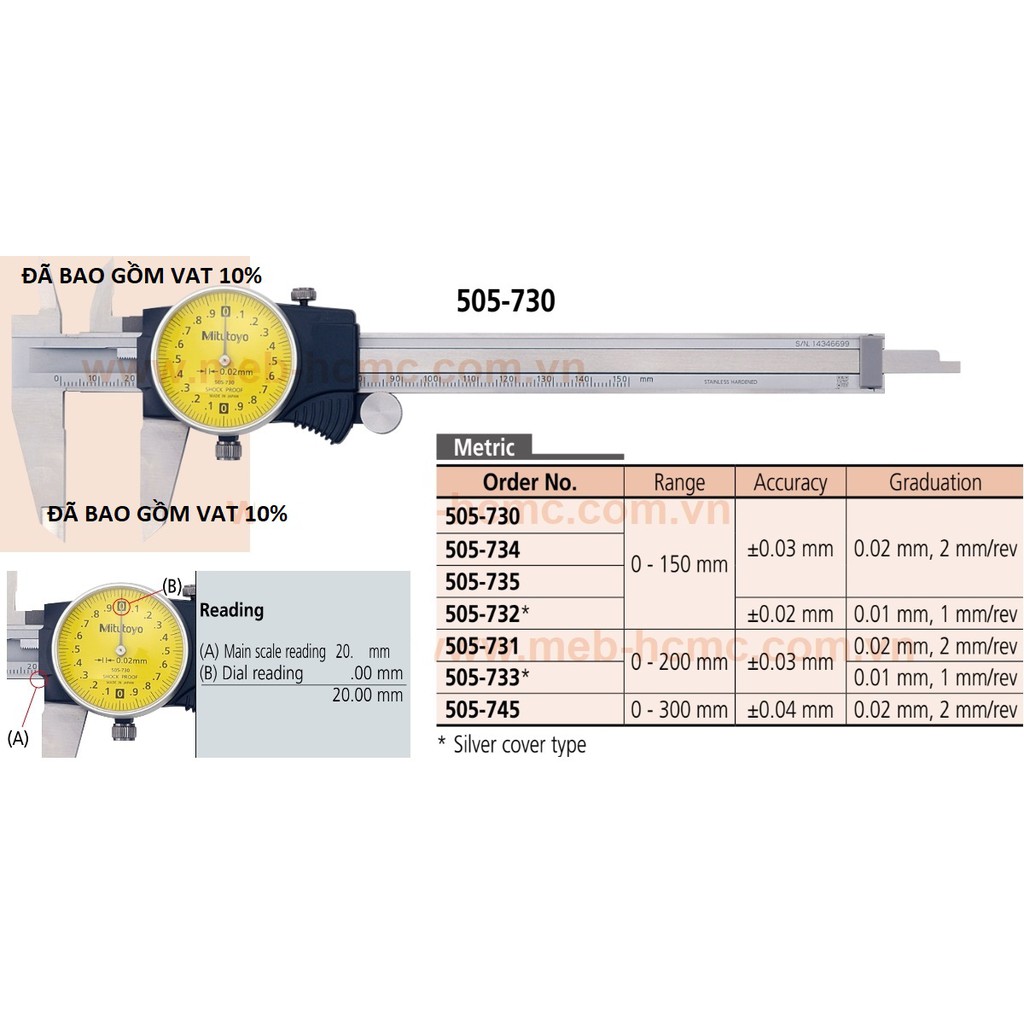Thước cặp đồng hồ Mitutoyo 505-730