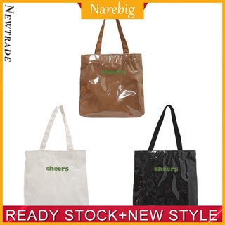 Túi Tote Vải Canvas Phối Nhựa Pvc Cỡ Lớn In Họa Tiết Thời Trang Cho Nữ